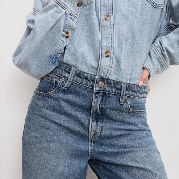 NWT | Good American Denim Shirt Jumpsuit | SZ 3/L - Picture 2 of 6